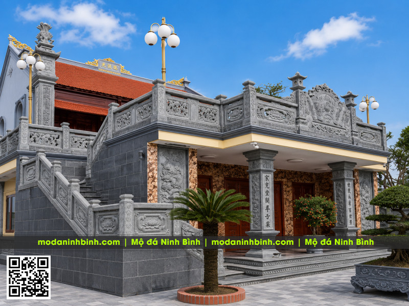 Mẫu Lan can đá Nhà thờ họ, Nhà thờ tổ - Lan can đá từ đường đẹp 4 Mẫu Lan can đá Nhà thờ họ, Nhà thờ tổ - Lan can đá từ đường đẹp