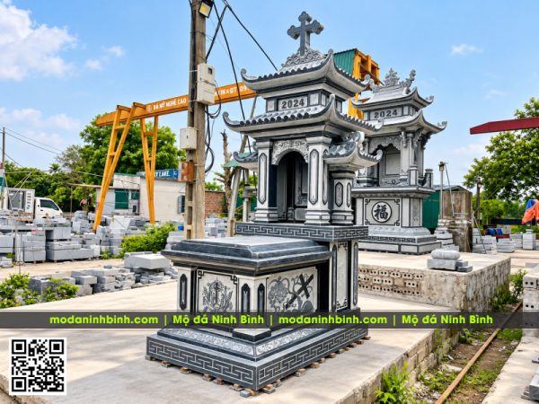 Mẫu Mộ công giáo 2 mái đẹp - Mẫu Mộ Công giáo tại làng đá Ninh Bình