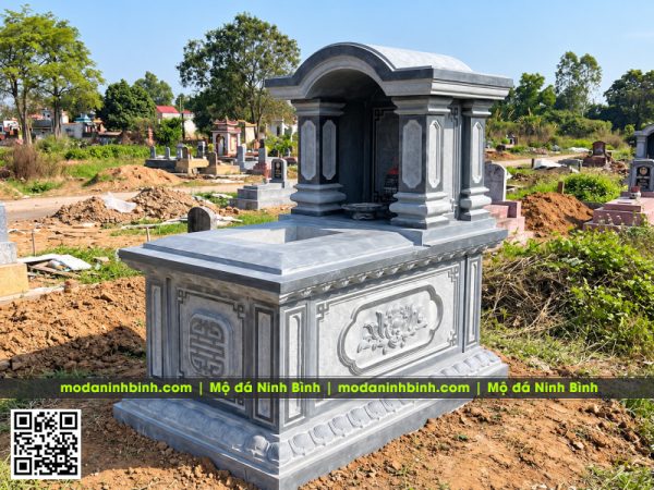 Mẫu Mộ đá 1 mái vòm (1 mái cong), đá xanh rêu Thanh Hóa, rộng 89cm x dài 147cm