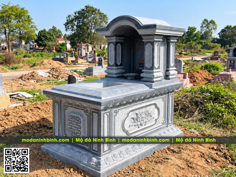 Mẫu Mộ đá 1 mái vòm (1 mái cong), đá xanh rêu Thanh Hóa, rộng 89cm x dài 147cm 4 Mẫu Mộ đá 1 mái vòm (1 mái cong), đá xanh rêu Thanh Hóa, rộng 89cm x dài 147cm